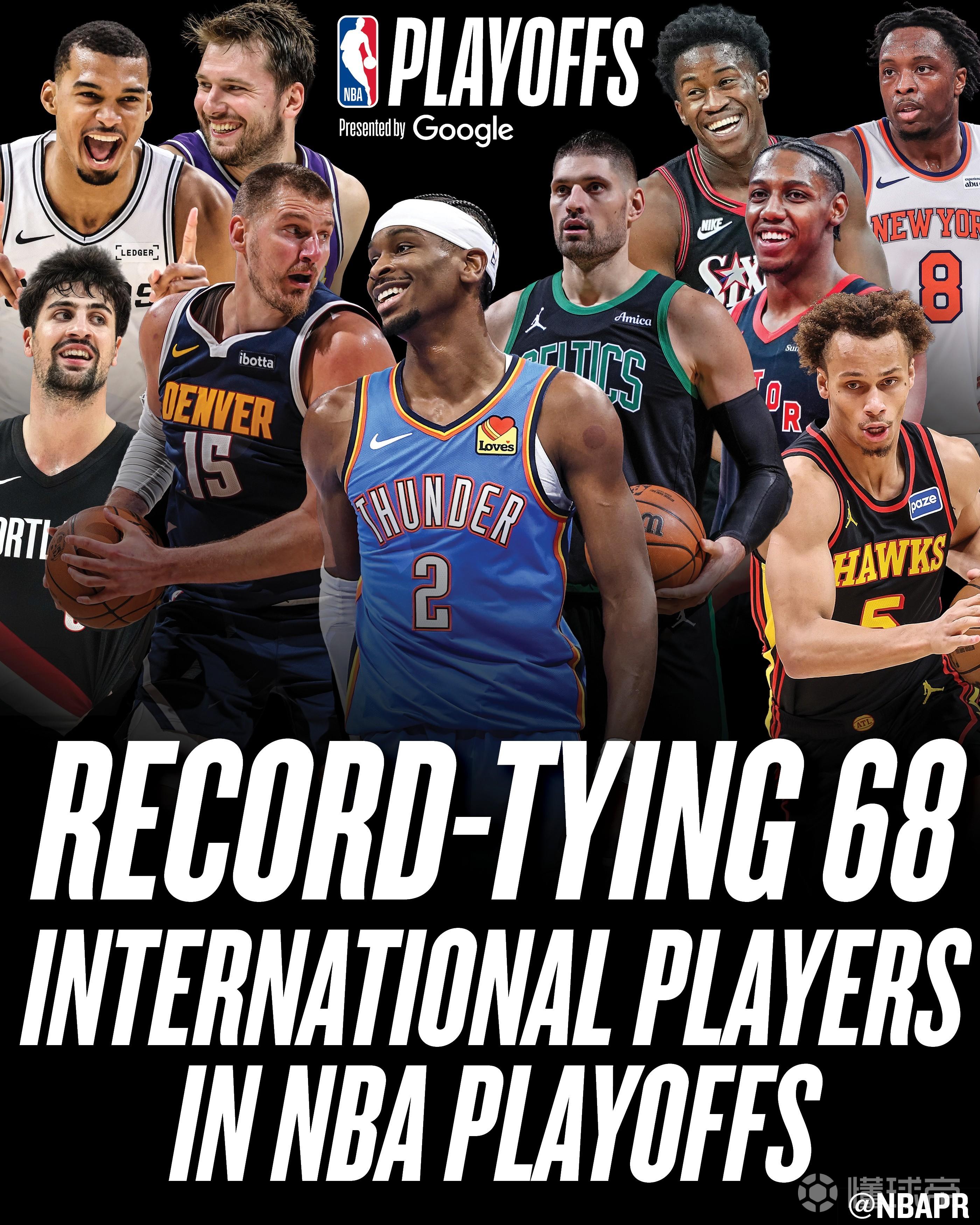 68名国际球员进入季后赛，追平NBA历史纪录，杨瀚森在列